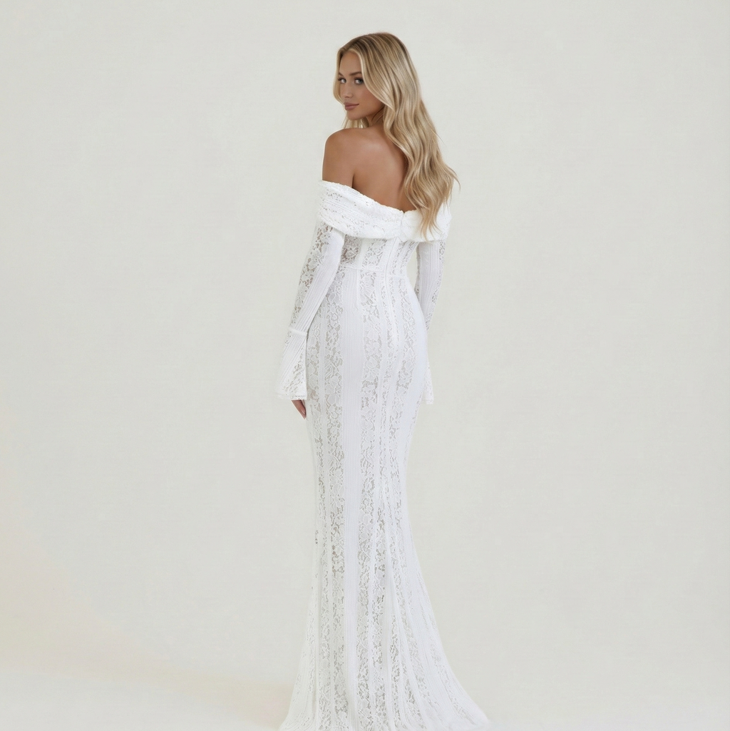 Seraphine Off-Shoulder Lace Gown