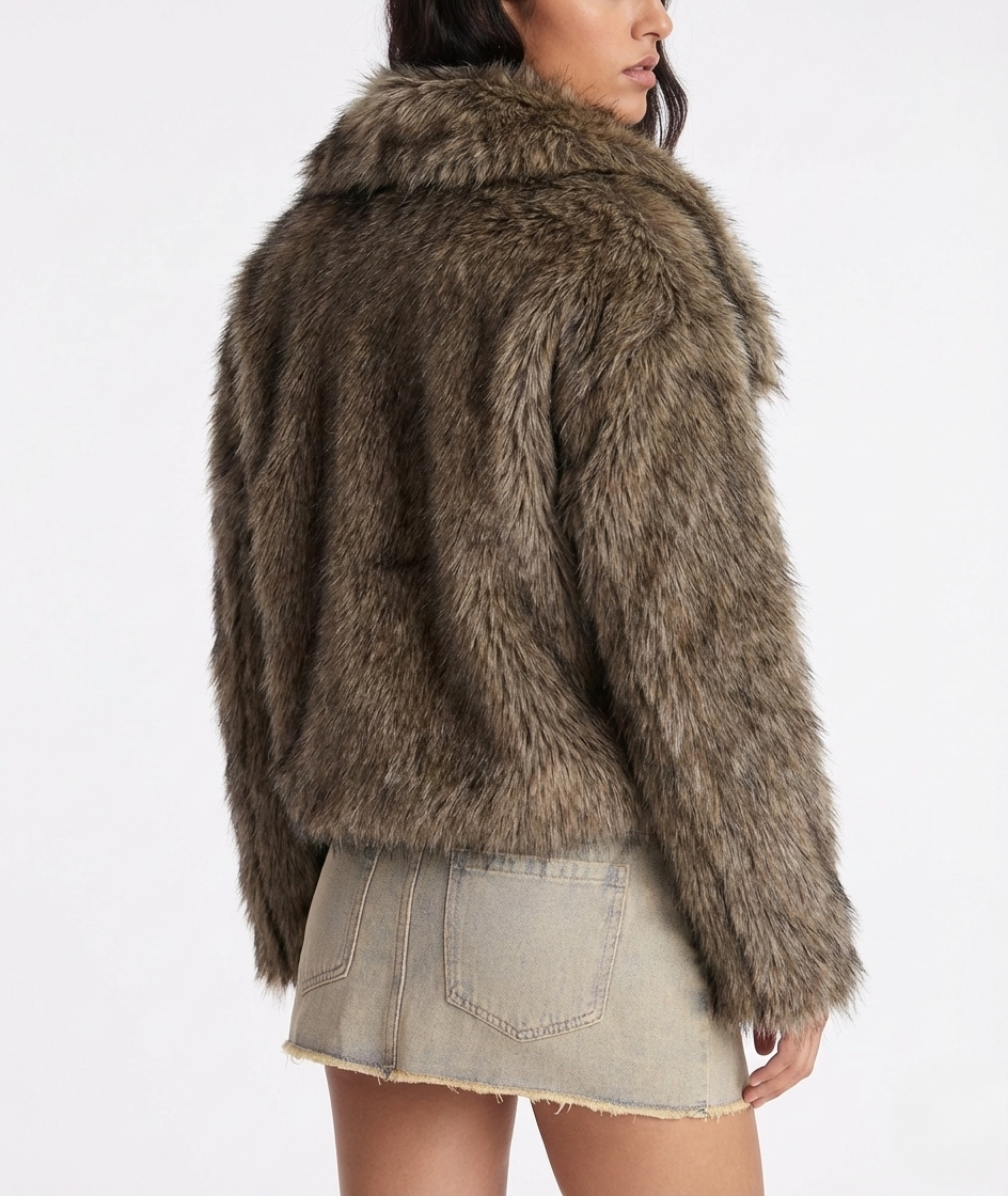 Truffle texture fur coat