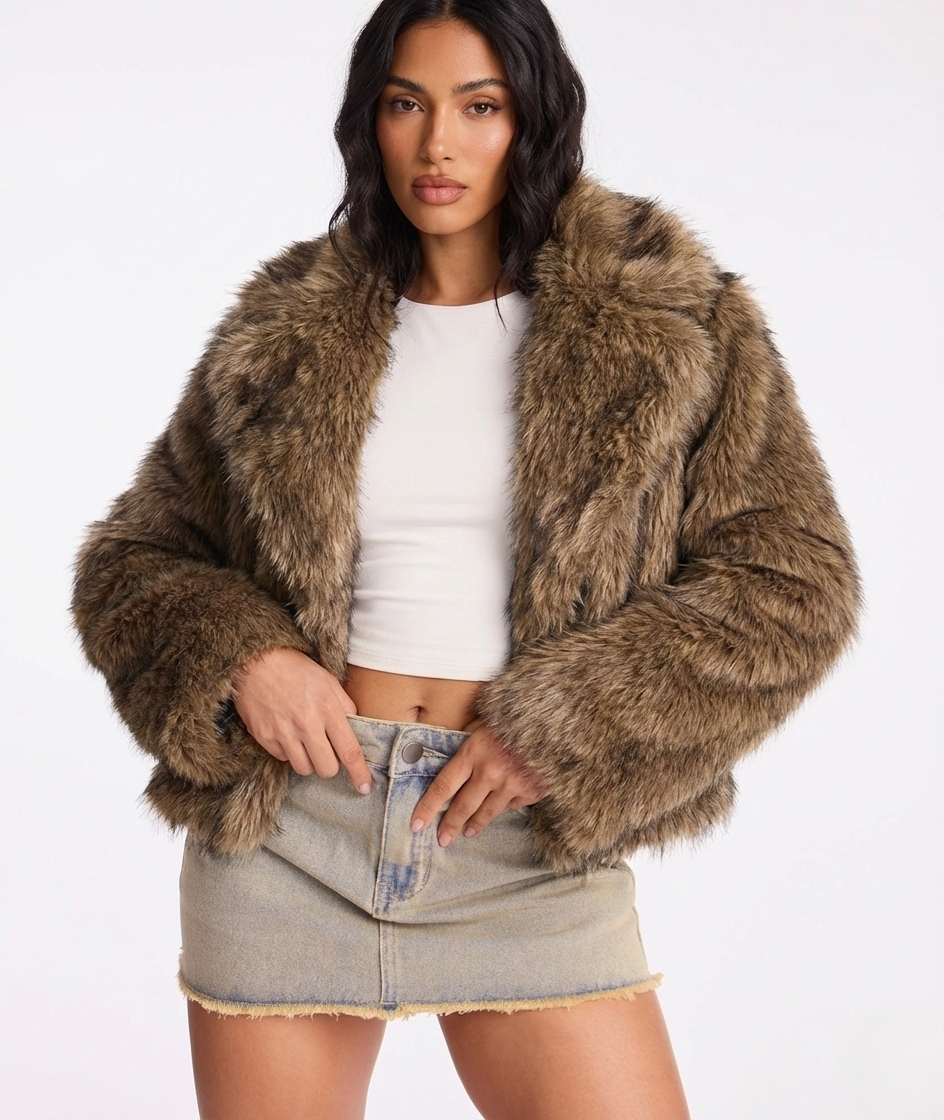 Truffle texture fur coat