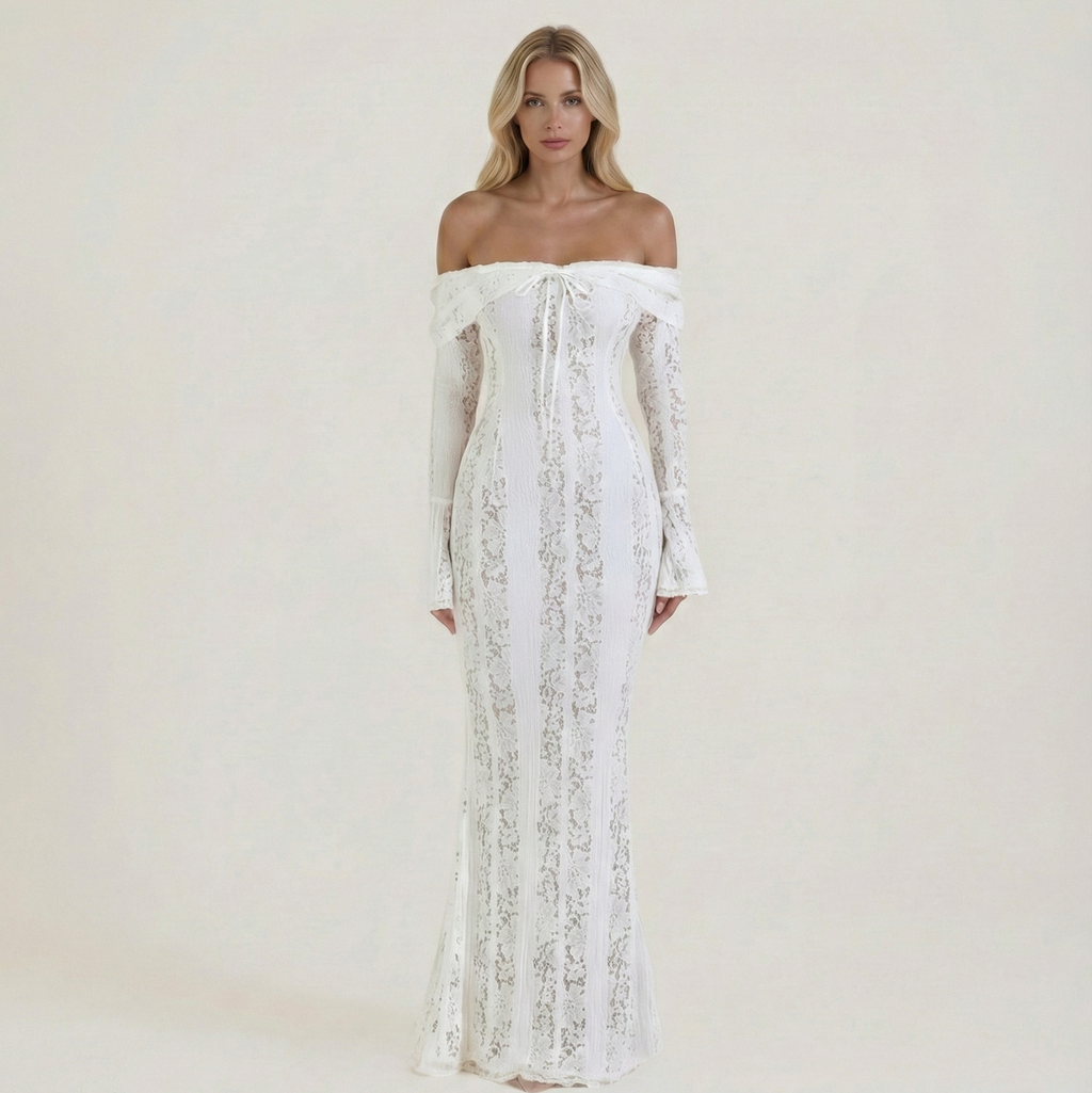 Seraphine Off-Shoulder Lace Gown