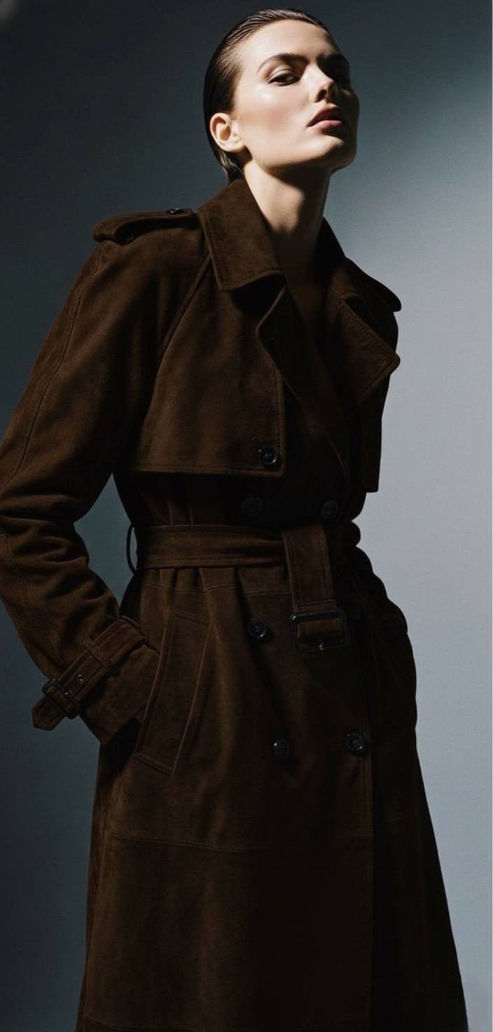 Suede Longline Trench Coat