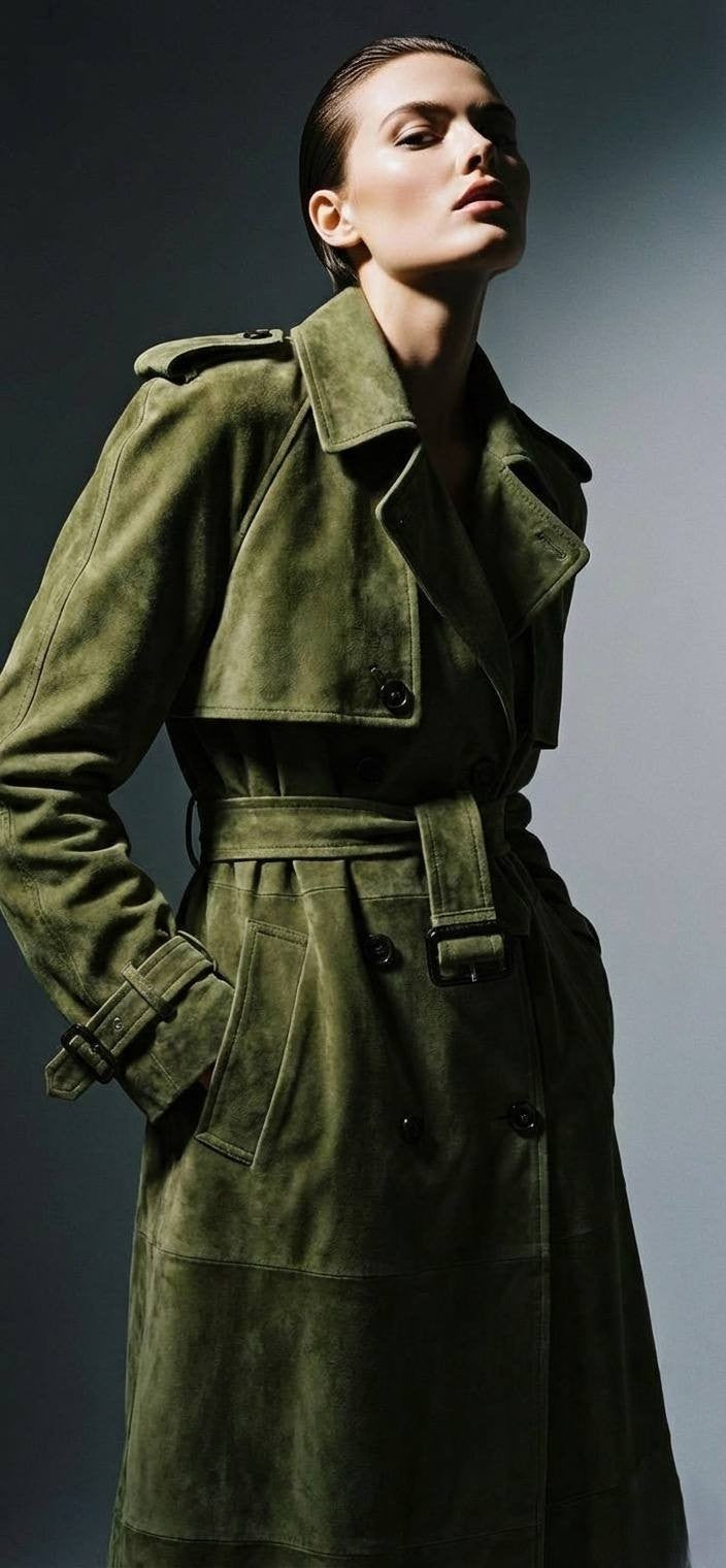 Suede Longline Trench Coat