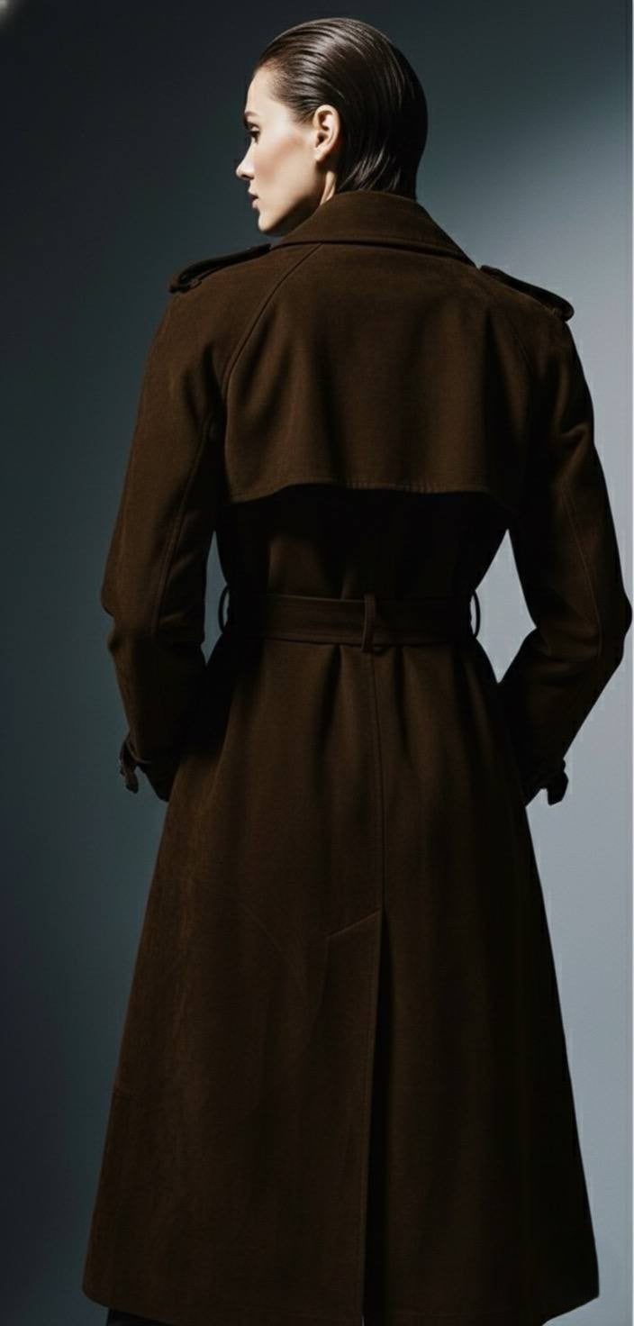 Suede Longline Trench Coat