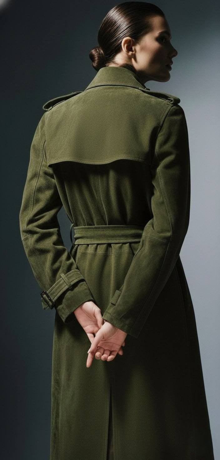 Suede Longline Trench Coat